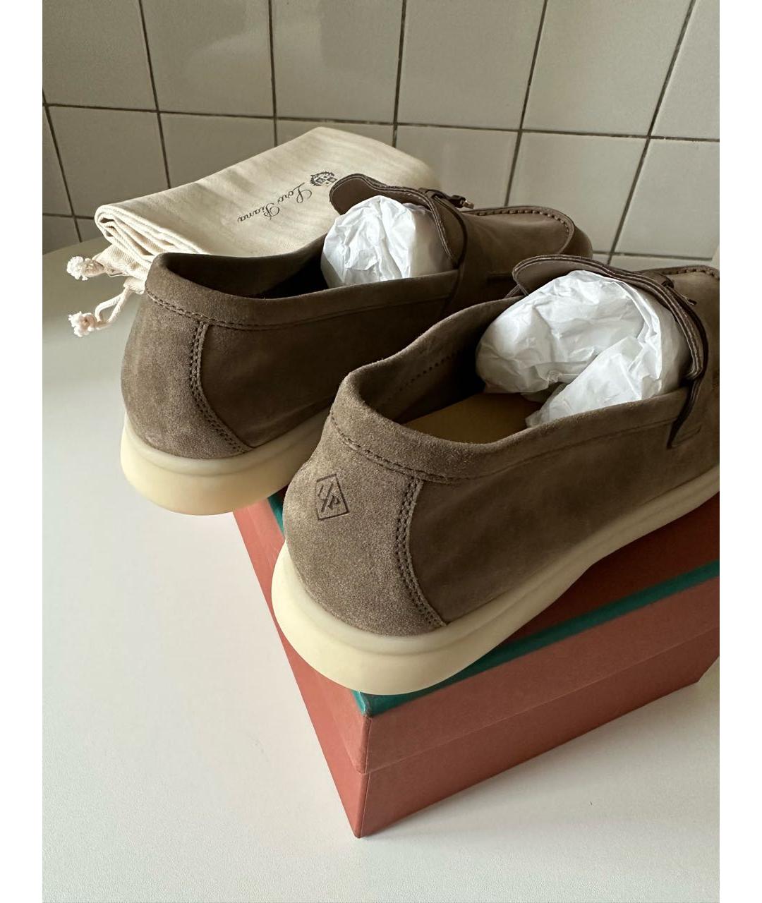 LORO PIANA Коричневые замшевые лоферы, фото 3