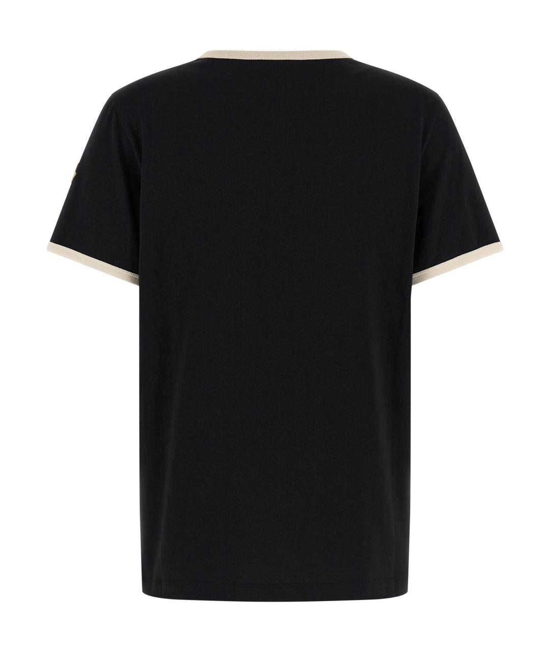 MONCLER Черная хлопковая футболка, фото 2