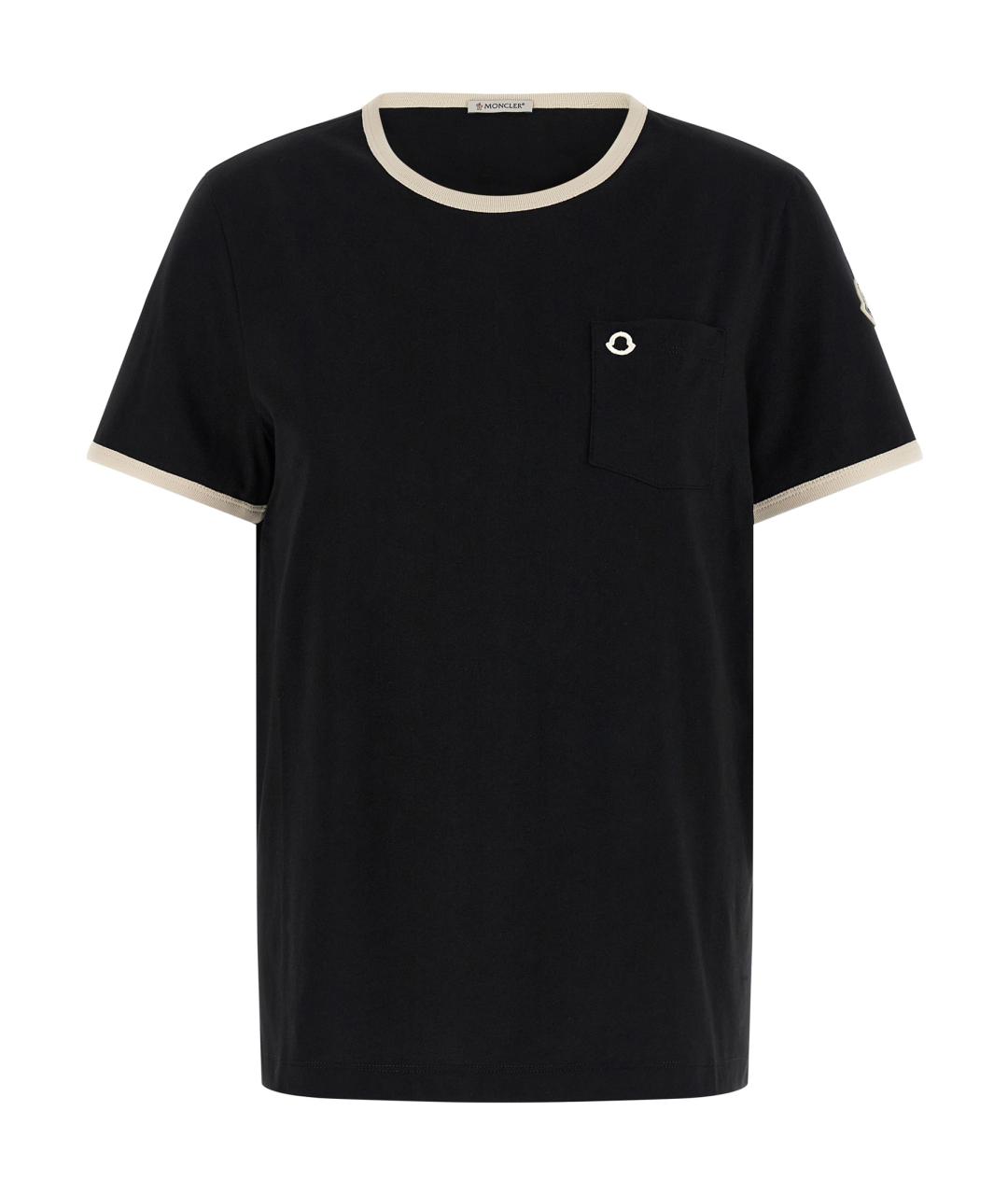 MONCLER Черная хлопковая футболка, фото 1