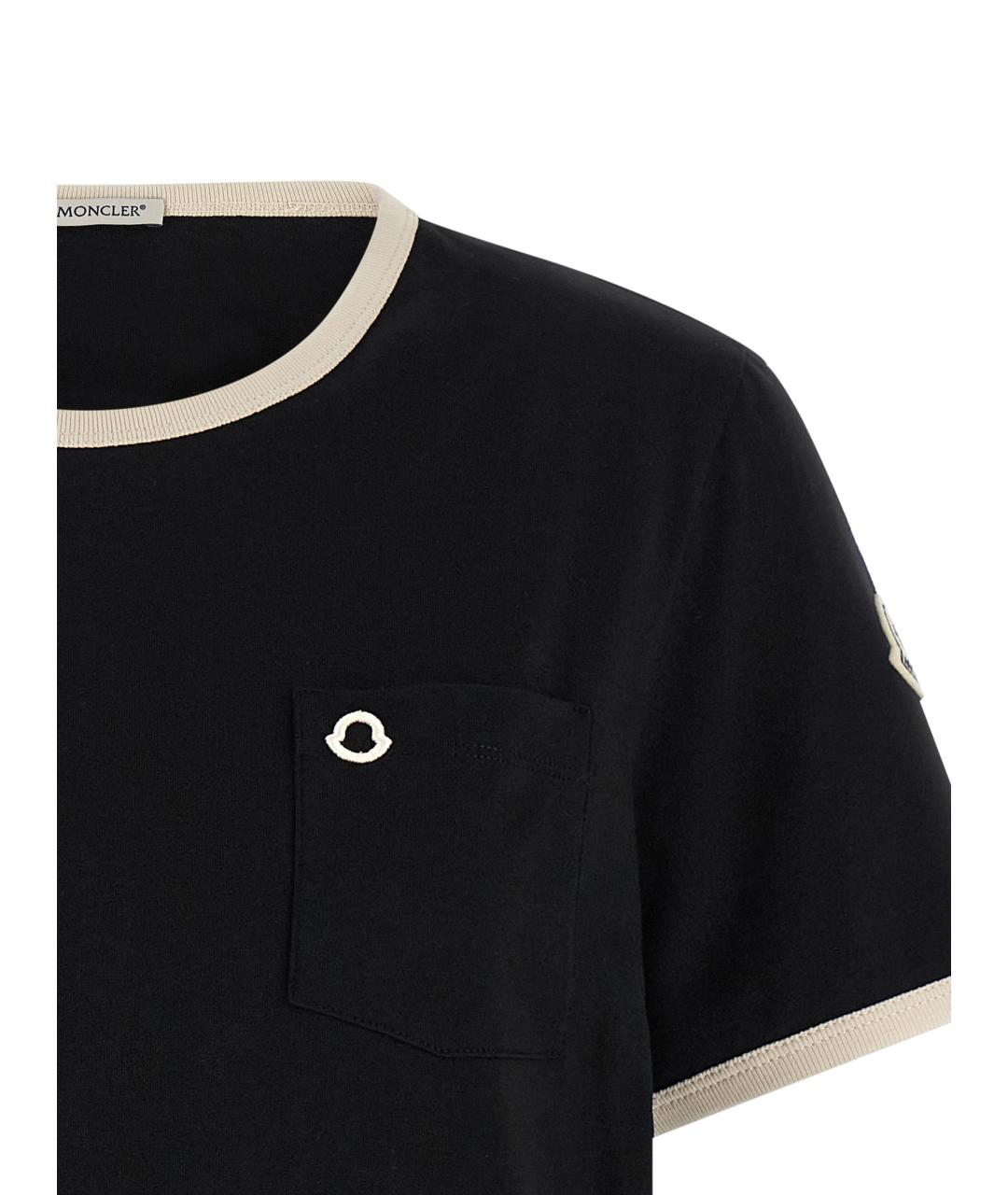 MONCLER Черная хлопковая футболка, фото 3