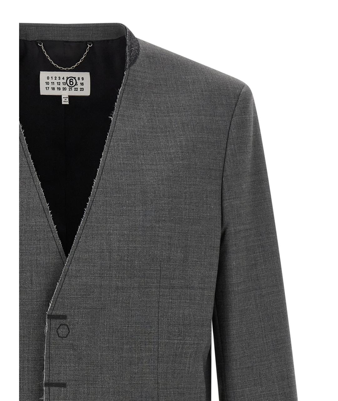 MM6 MAISON MARGIELA Серый шерстяной пиджак, фото 3