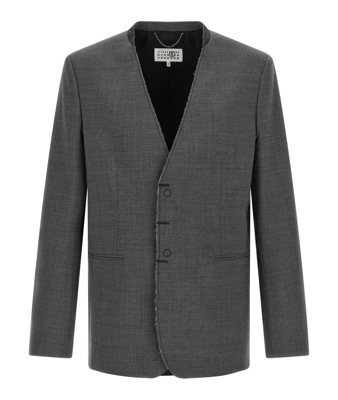 MM6 MAISON MARGIELA Серый шерстяной пиджак, фото 1