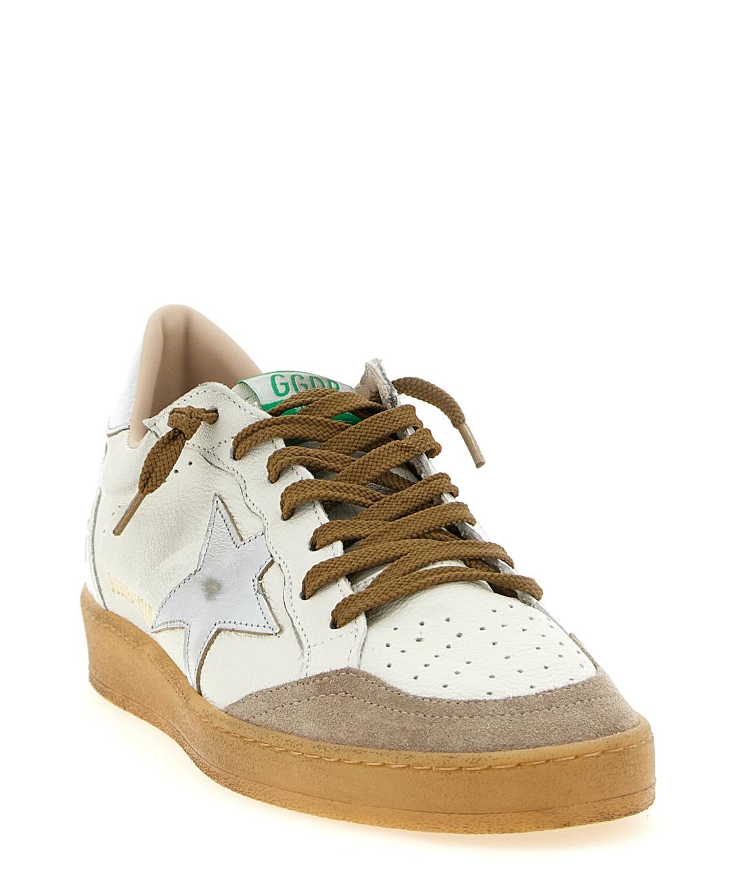 GOLDEN GOOSE DELUXE BRAND Серебряные кожаные низкие кроссовки / кеды, фото 3