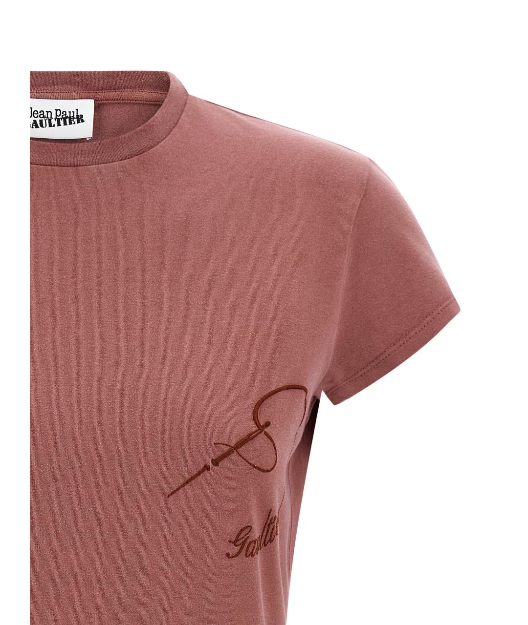 JEAN PAUL GAULTIER Бордовая хлопковая футболка, фото 3