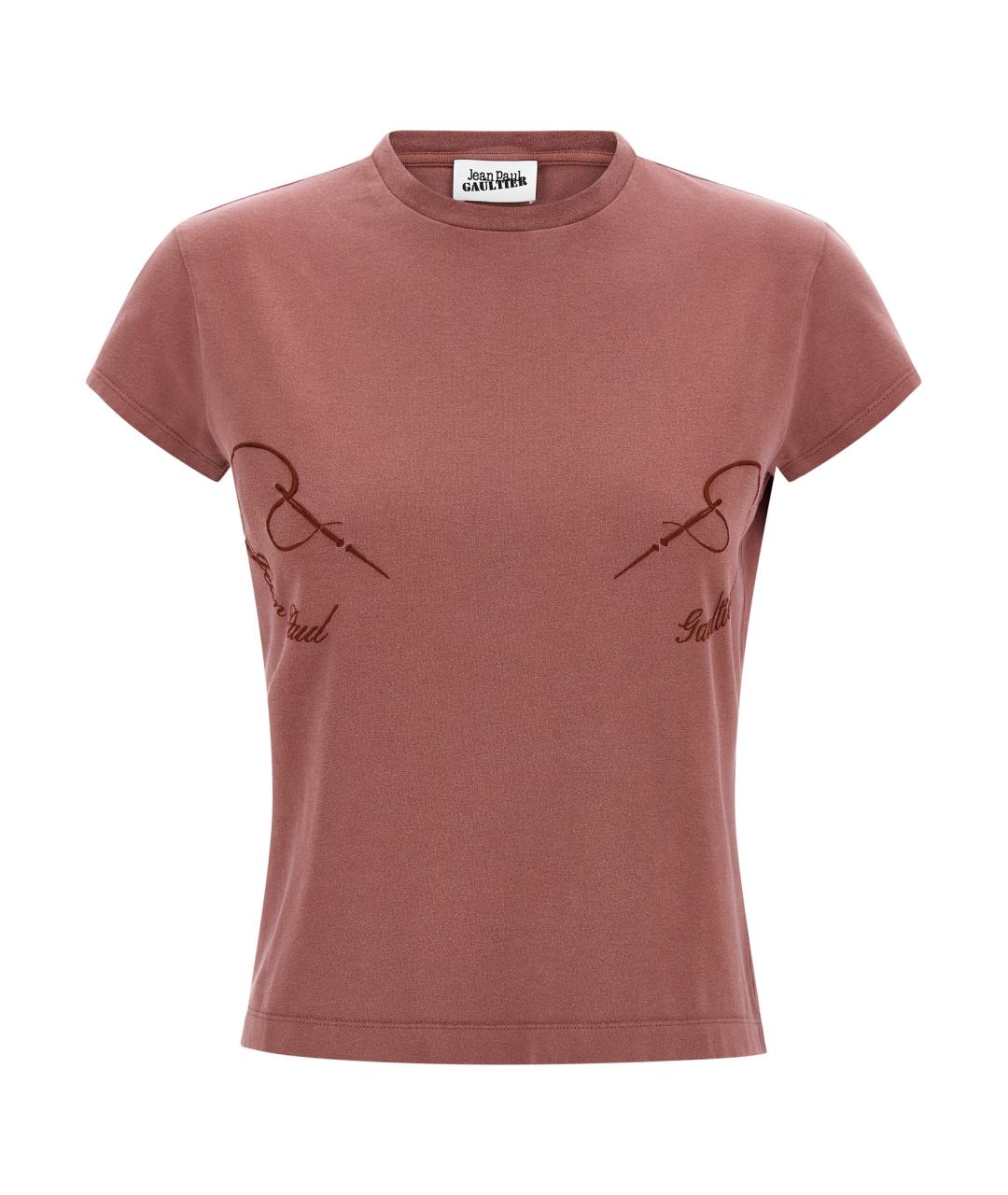 JEAN PAUL GAULTIER Бордовая хлопковая футболка, фото 1