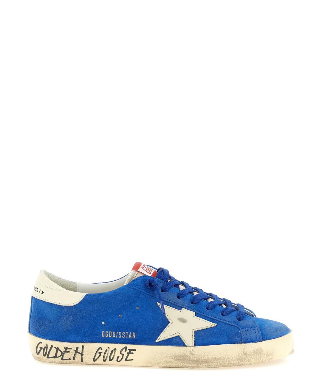 GOLDEN GOOSE DELUXE BRAND Синие замшевые низкие кроссовки / кеды, фото 1