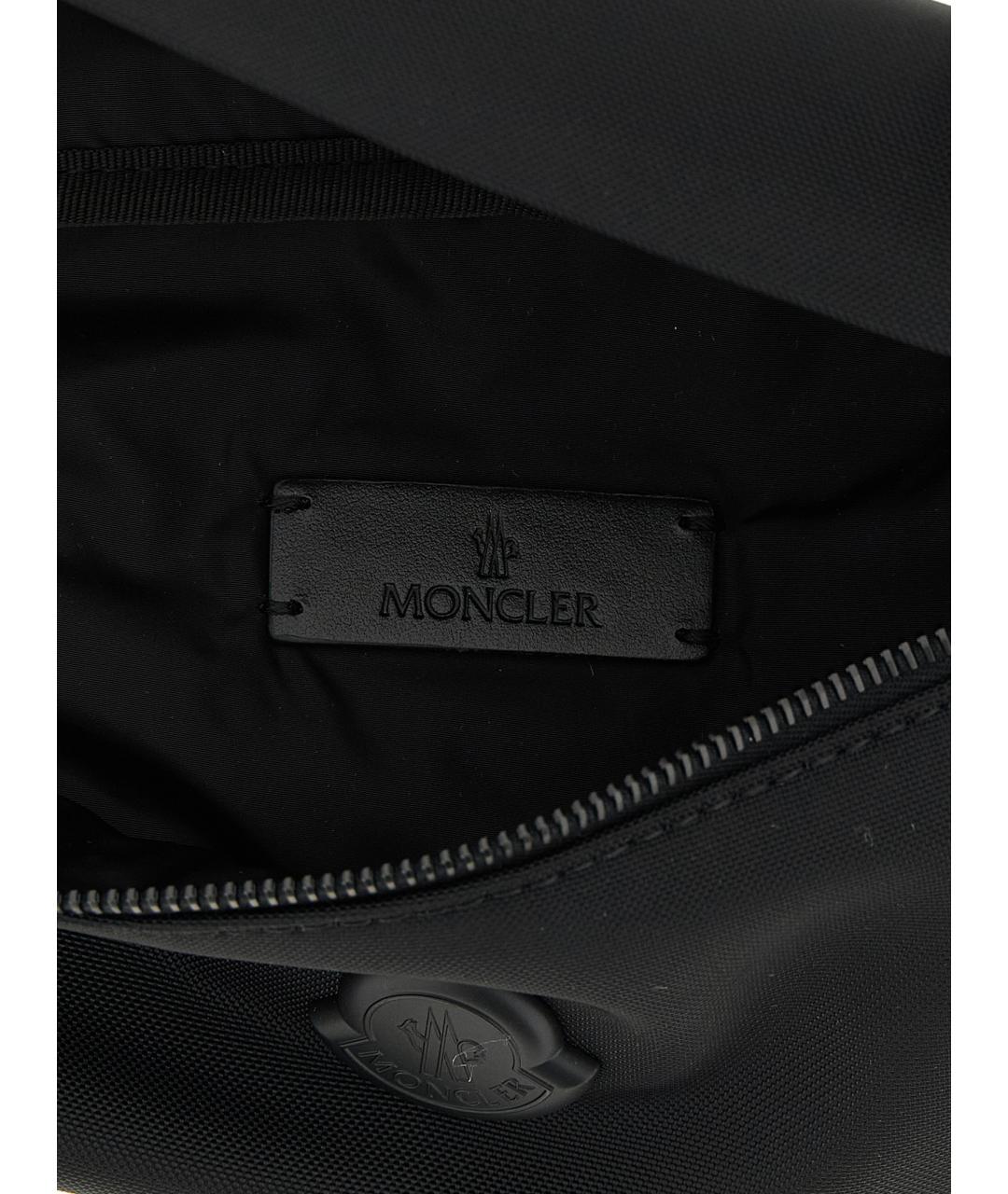 MONCLER Черная синтетическая поясная сумка, фото 4