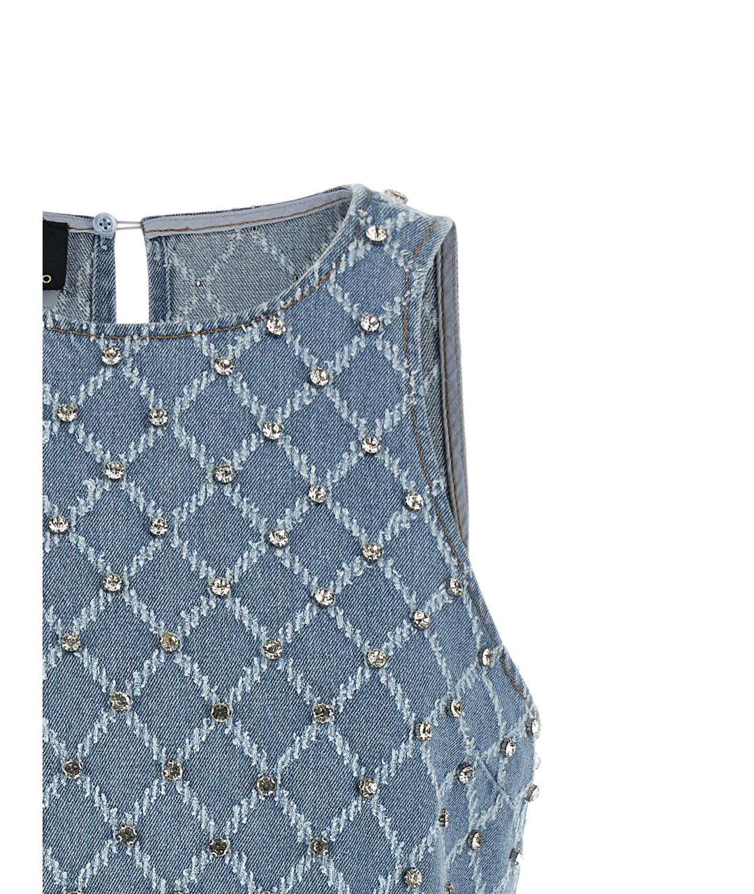 PINKO Голубое хлопковое повседневное платье, фото 3