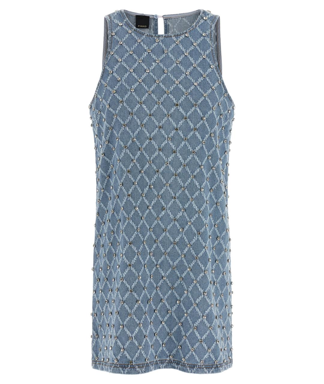 PINKO Голубое хлопковое повседневное платье, фото 1