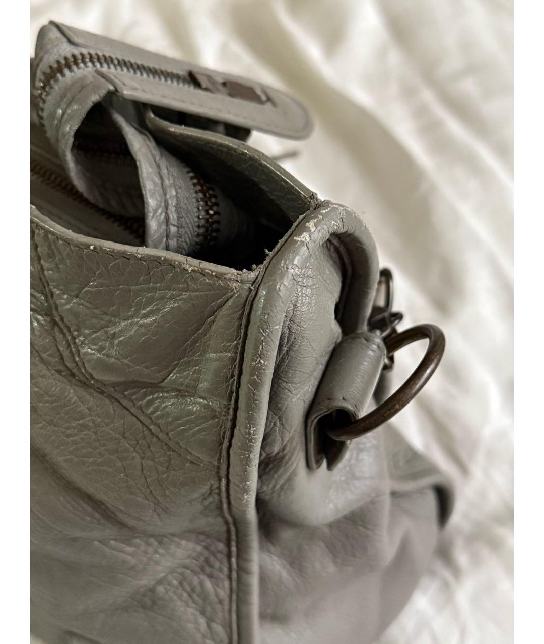 BALENCIAGA Серая кожаная сумка с короткими ручками, фото 5