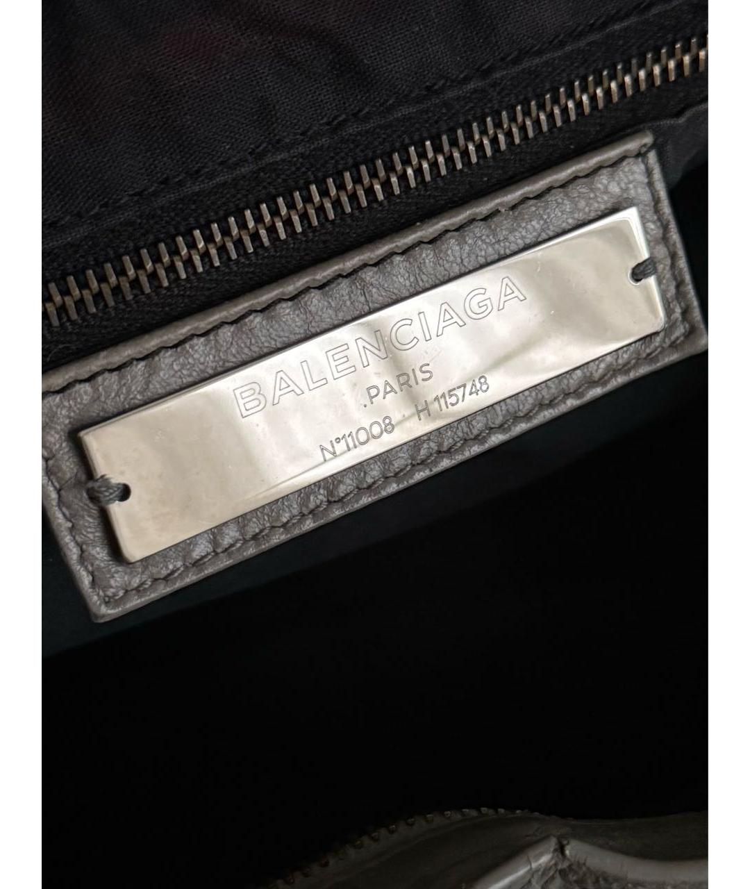 BALENCIAGA Серая кожаная сумка с короткими ручками, фото 7