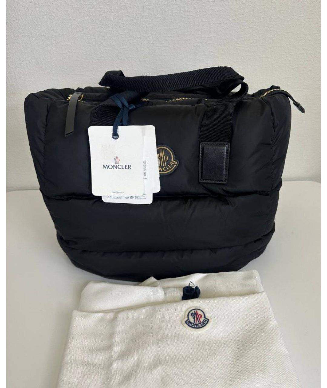 MONCLER Черная синтетическая сумка с короткими ручками, фото 5