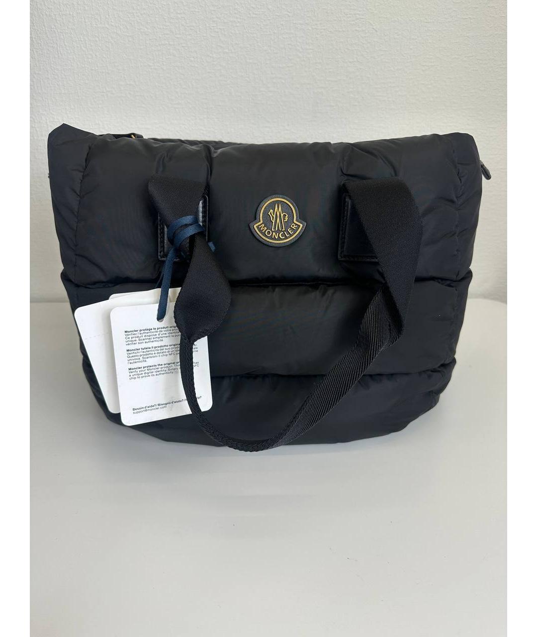 MONCLER Черная синтетическая сумка с короткими ручками, фото 6