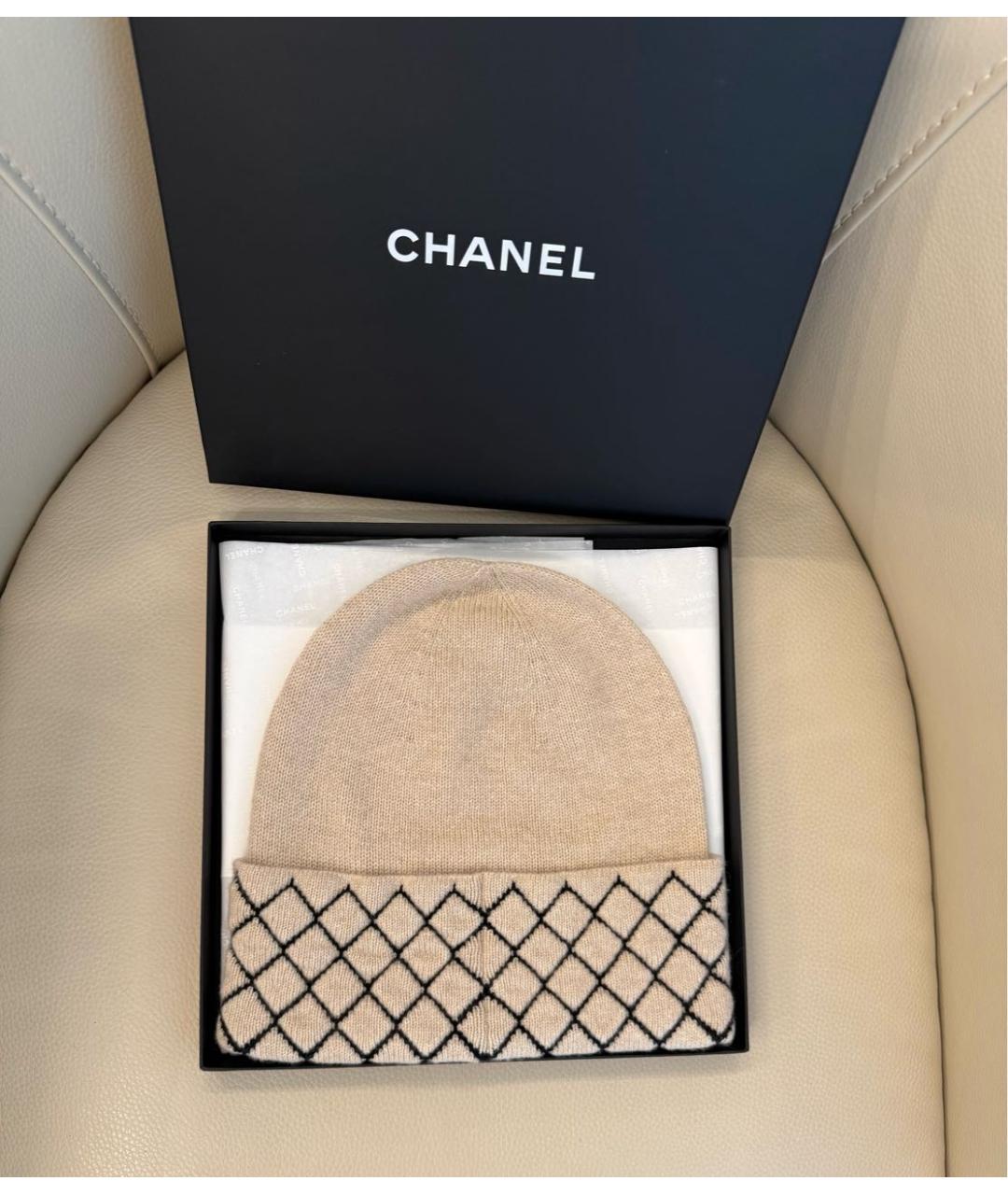CHANEL Бежевая кашемировая шапка, фото 2