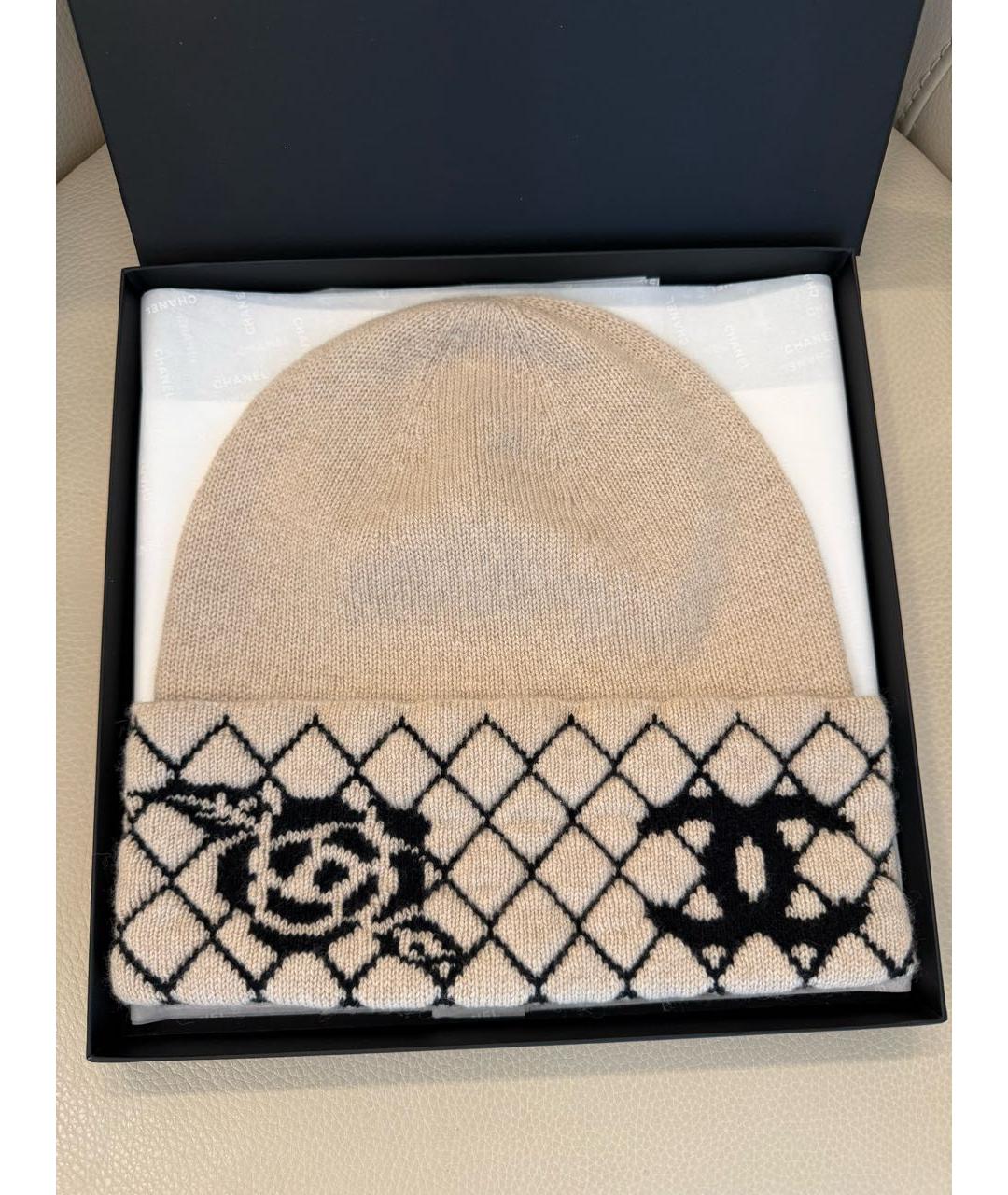 CHANEL Бежевая кашемировая шапка, фото 3