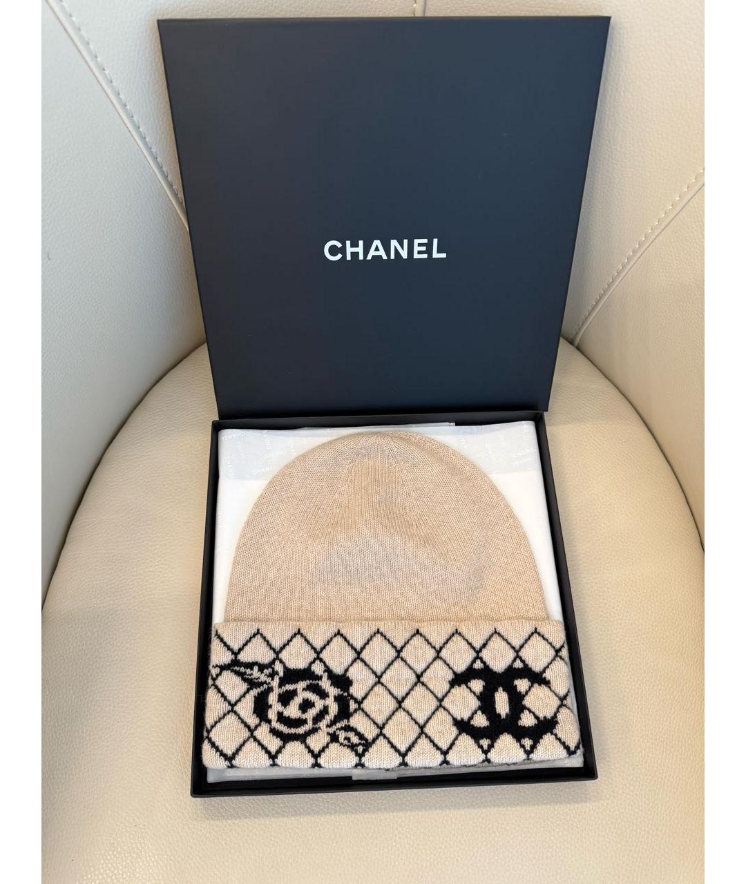 CHANEL Бежевая кашемировая шапка, фото 5