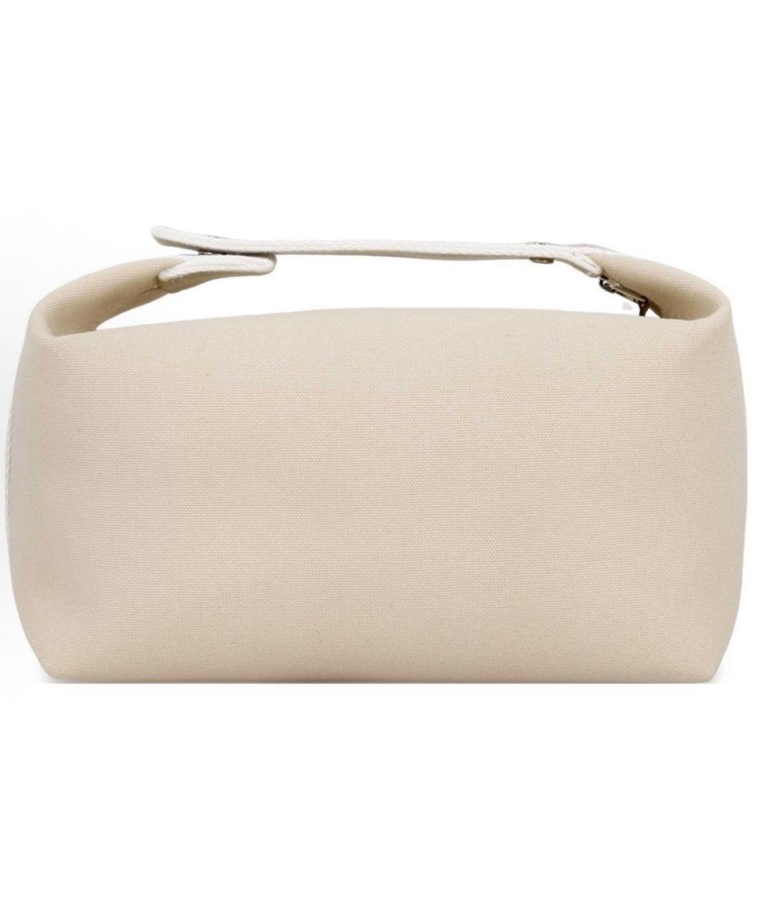 HERMES Бежевая тканевая косметичка, фото 4