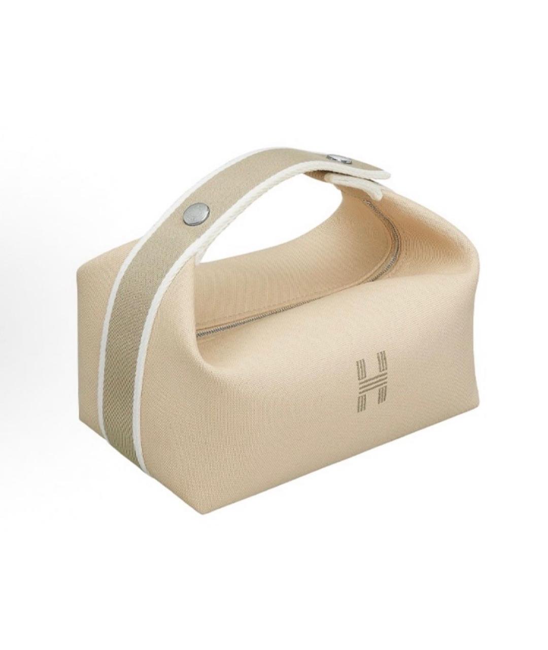 HERMES Бежевая тканевая косметичка, фото 2