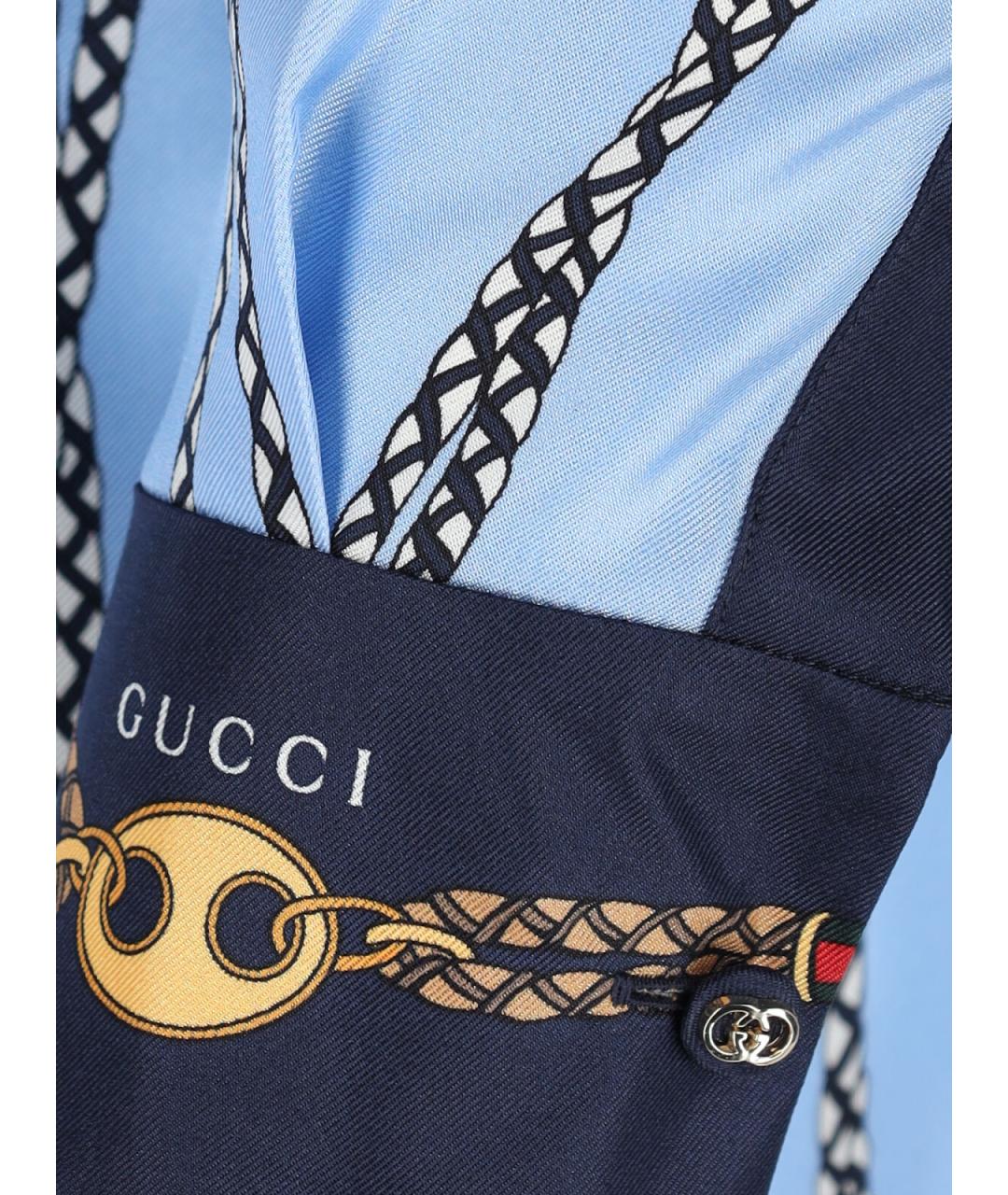 GUCCI Голубая шелковая рубашка, фото 3