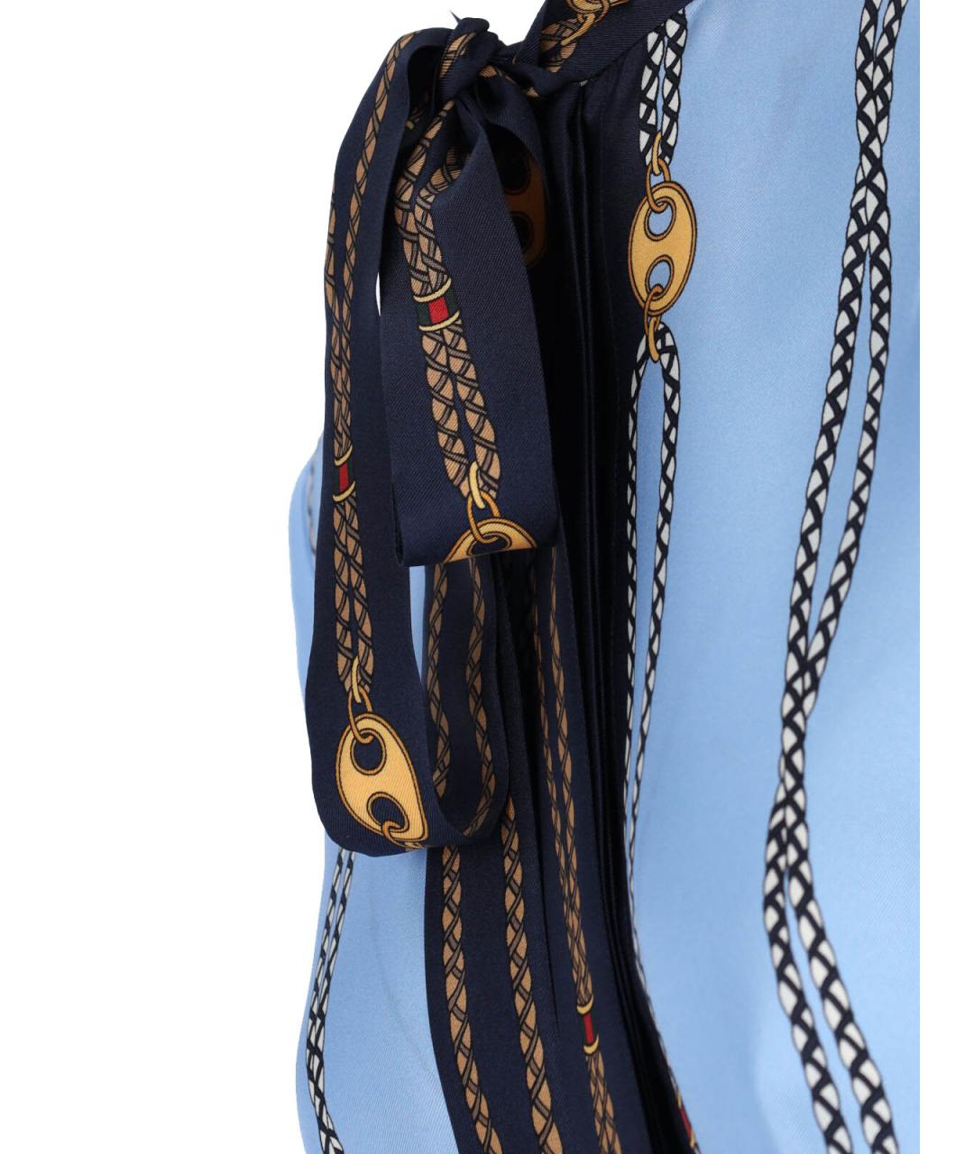 GUCCI Голубая шелковая рубашка, фото 4