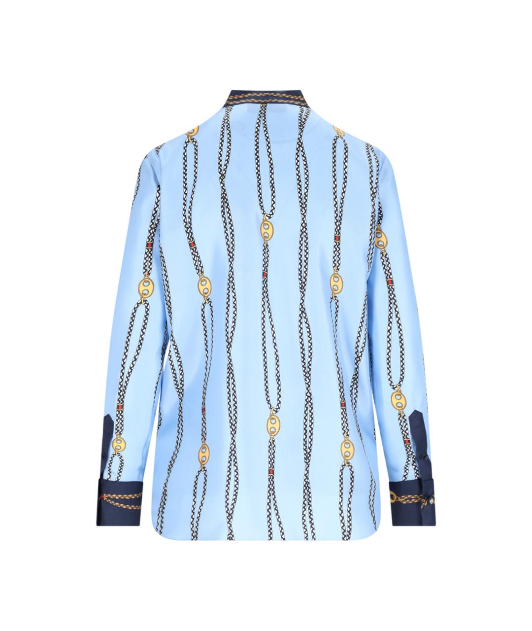 GUCCI Голубая шелковая рубашка, фото 2