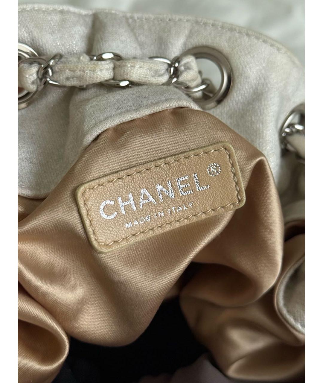 CHANEL Бежевая хлопковая сумка с короткими ручками, фото 5