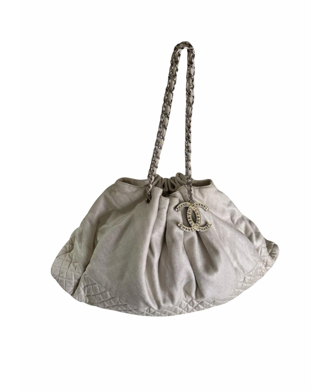 CHANEL Бежевая хлопковая сумка с короткими ручками, фото 1