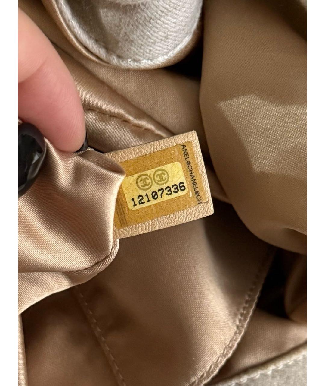 CHANEL Бежевая хлопковая сумка с короткими ручками, фото 6