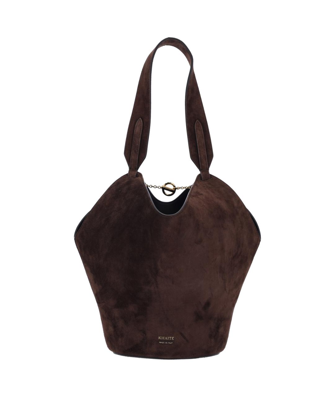 KHAITE Коричневая замшевая сумка тоут, фото 1