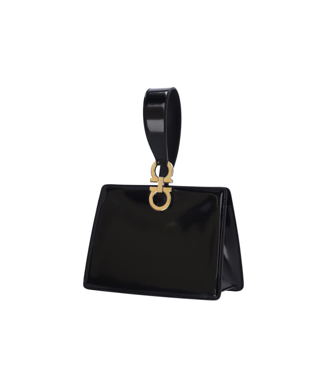 FERRAGAMO Черная кожаная сумка с короткими ручками, фото 2