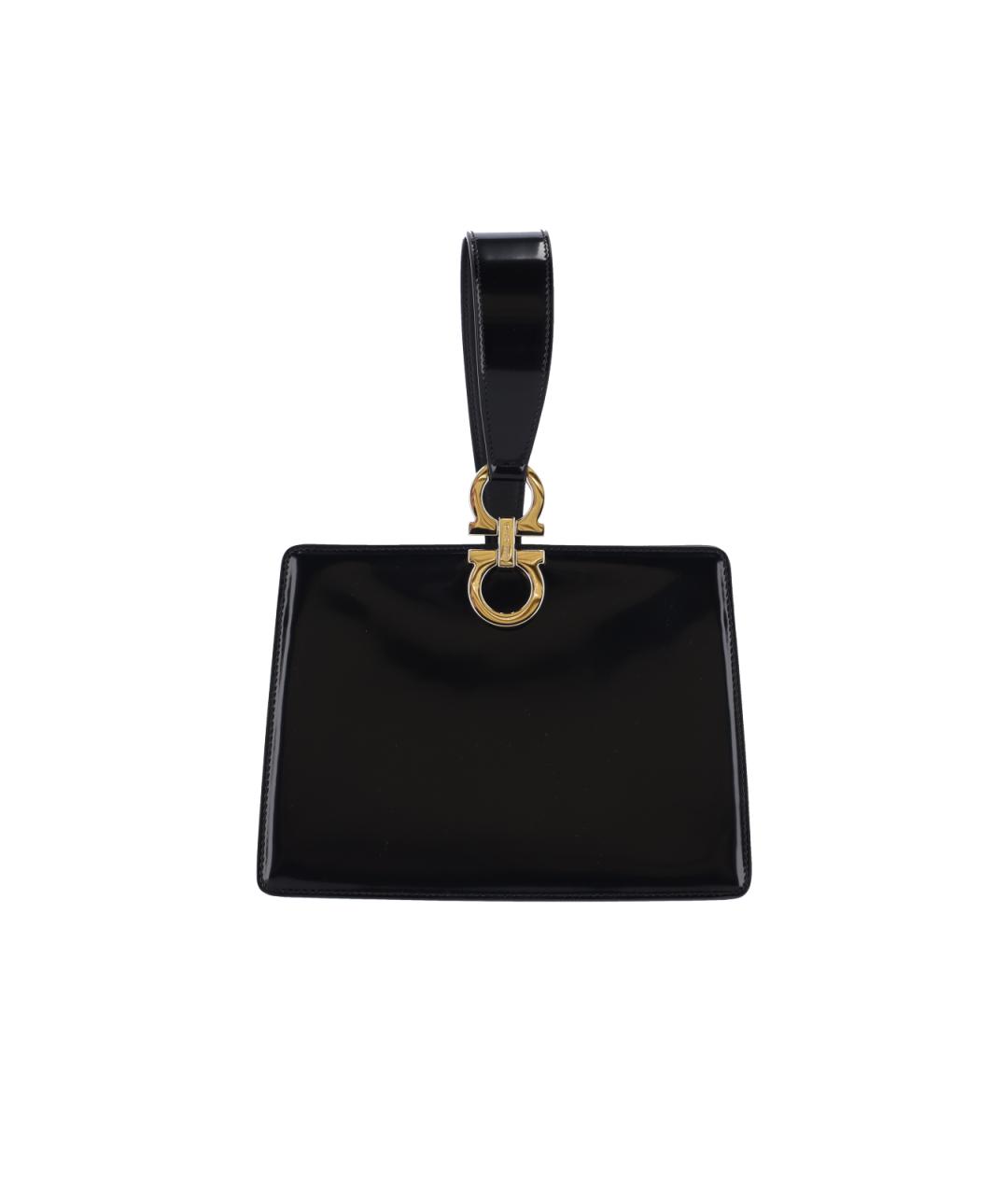 FERRAGAMO Черная кожаная сумка с короткими ручками, фото 1