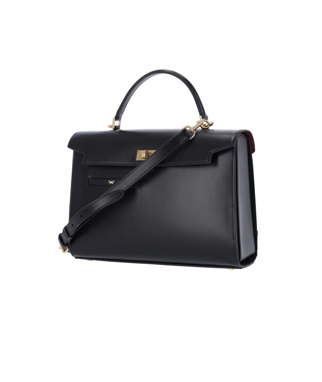 ANYA HINDMARCH Черная кожаная сумка с короткими ручками, фото 2