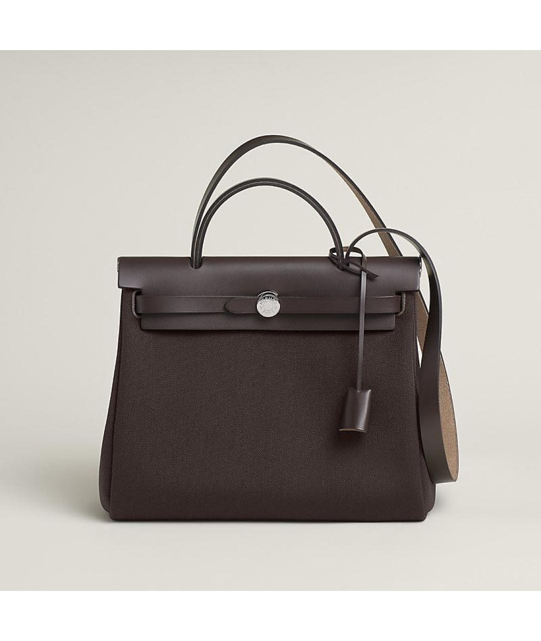 HERMES Коричневая тканевая сумка через плечо, фото 5