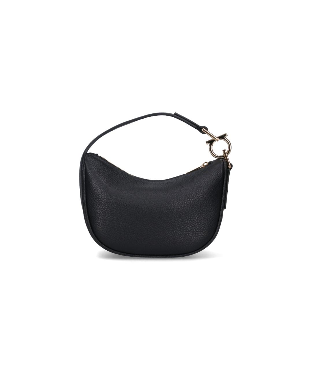 FERRAGAMO Черная кожаная сумка с короткими ручками, фото 3