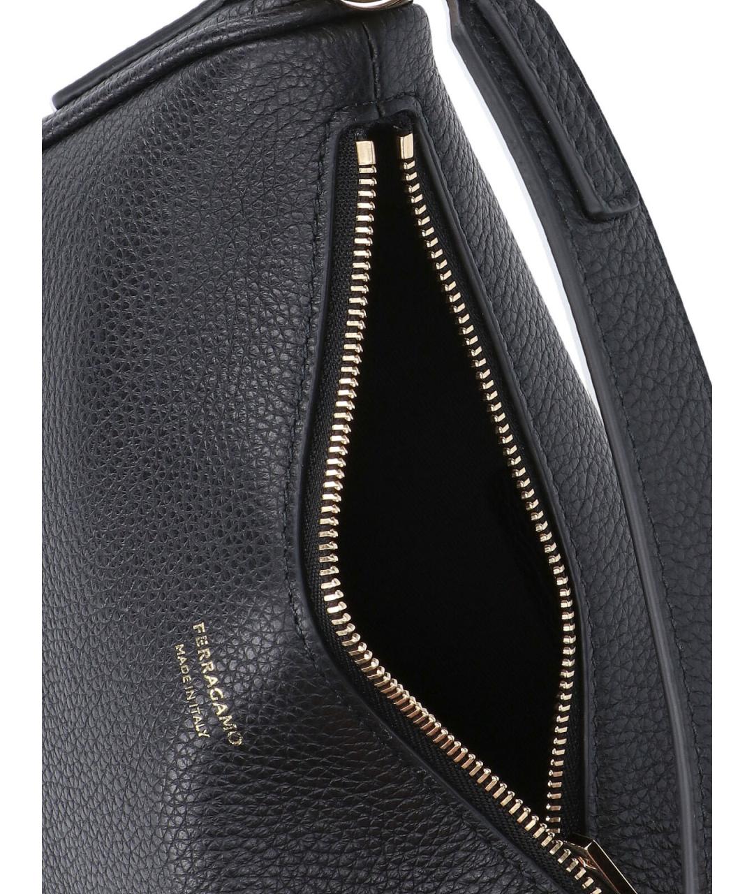 FERRAGAMO Черная кожаная сумка с короткими ручками, фото 4