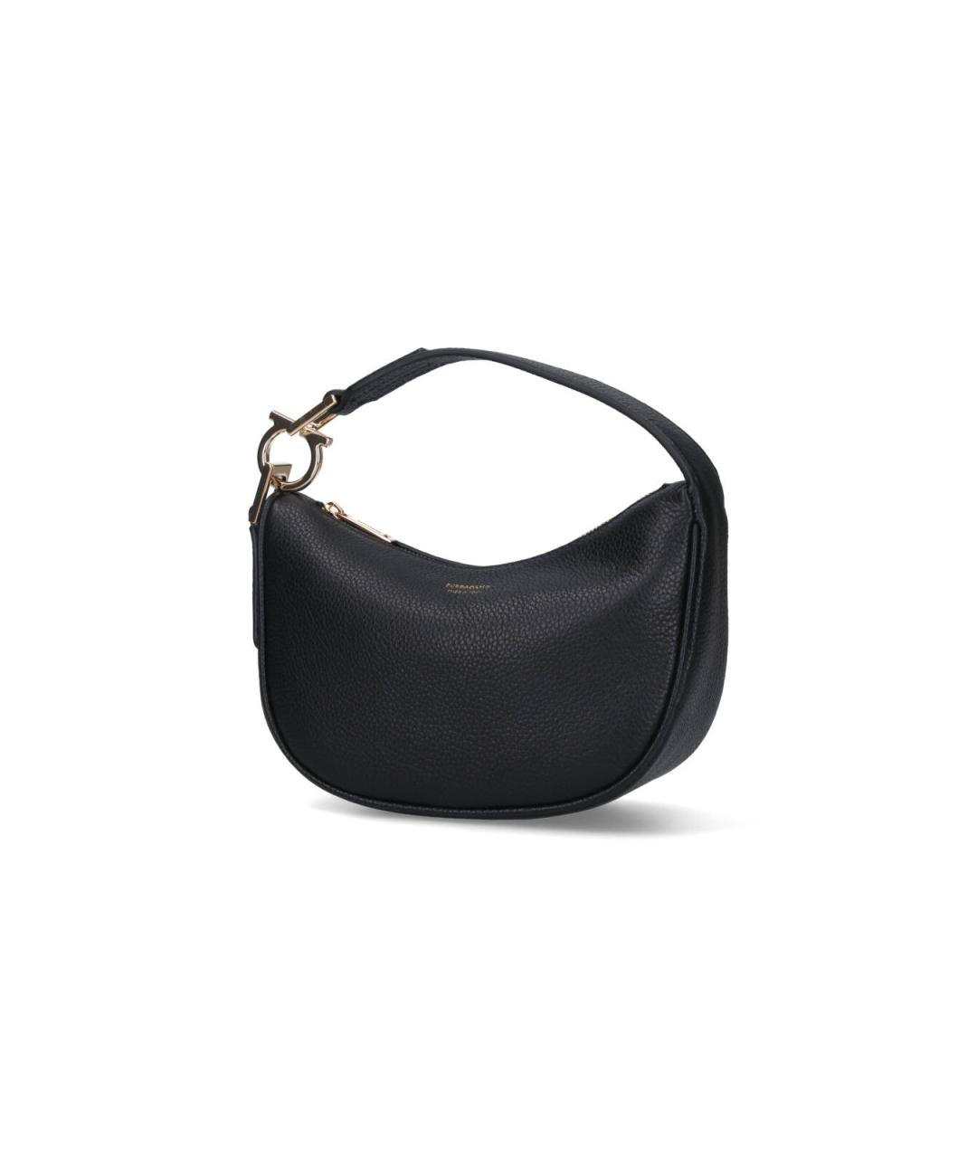 FERRAGAMO Черная кожаная сумка с короткими ручками, фото 2