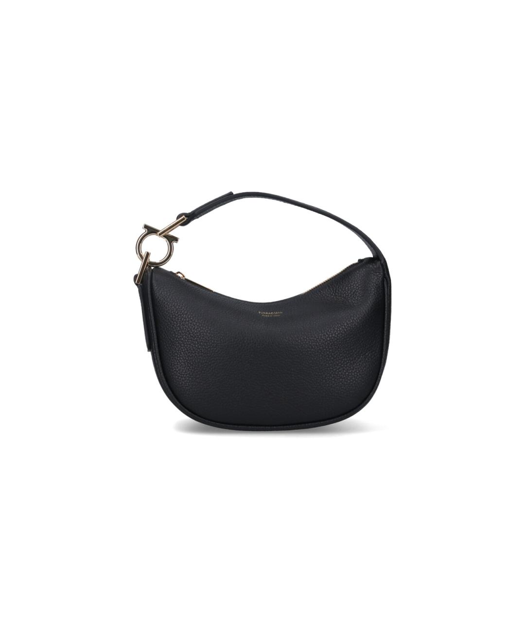 FERRAGAMO Черная кожаная сумка с короткими ручками, фото 1