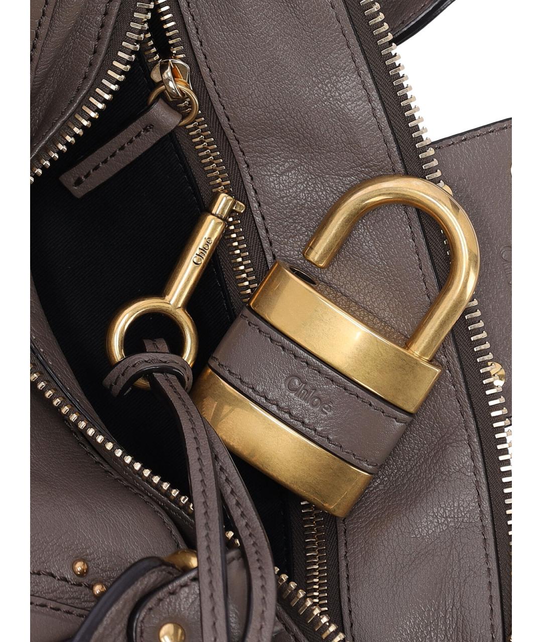 CHLOE Бежевая кожаная сумка с короткими ручками, фото 4