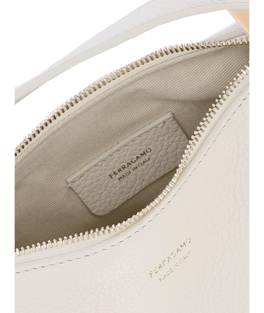 FERRAGAMO Белая кожаная сумка с короткими ручками, фото 4