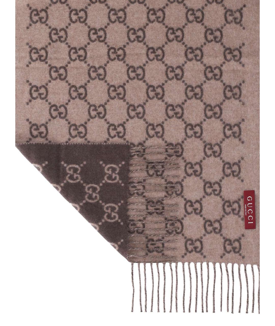 GUCCI Коричневый кашемировый шарф, фото 3