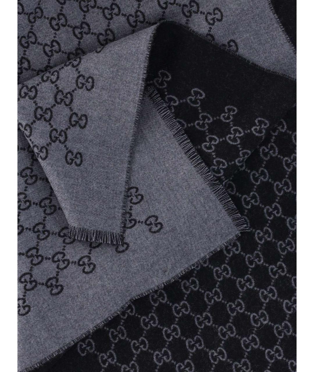 GUCCI Серый шерстяной шарф, фото 3