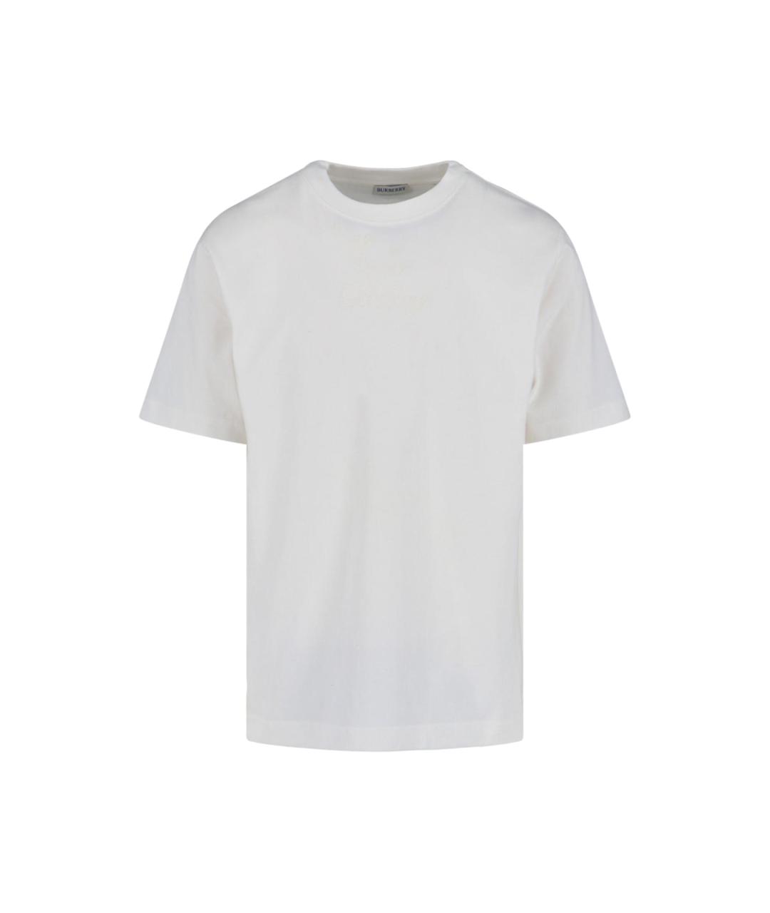 BURBERRY Белая хлопковая футболка, фото 1
