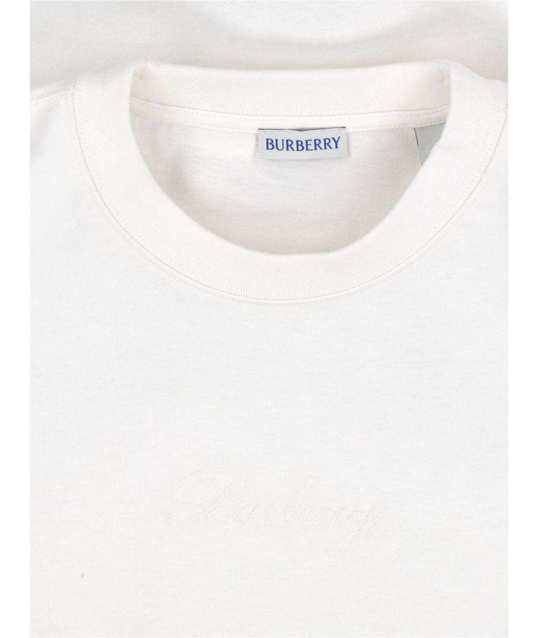 BURBERRY Белая хлопковая футболка, фото 3