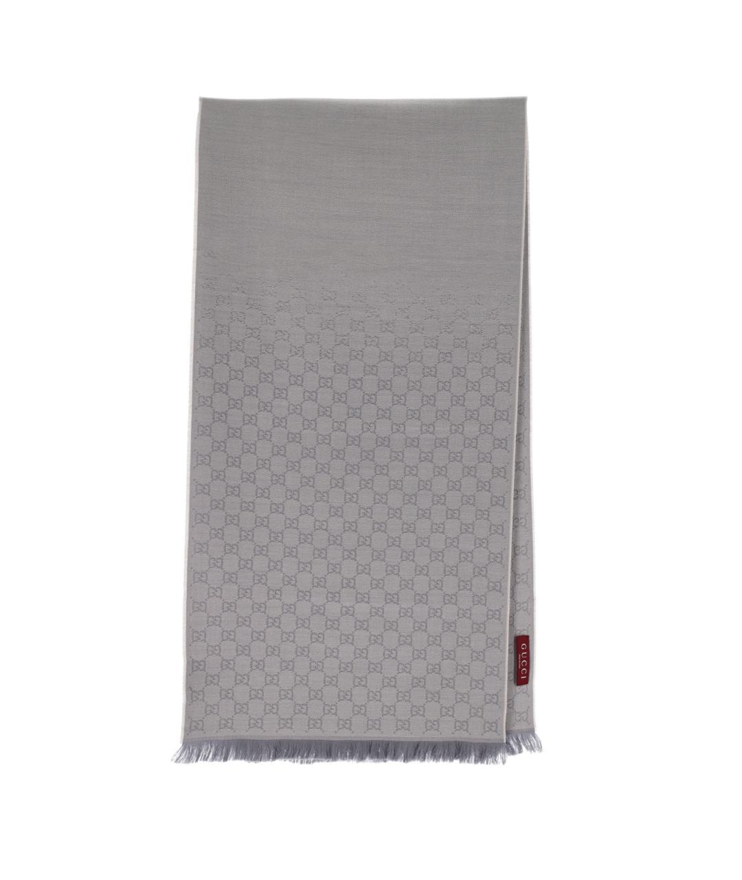 GUCCI Серый шерстяной шарф, фото 1