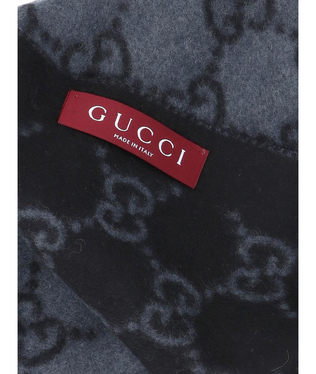 GUCCI Серый кашемировый шарф, фото 3