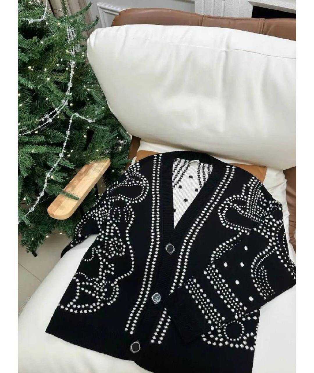 HERMES Черный кашемировый кардиган, фото 6