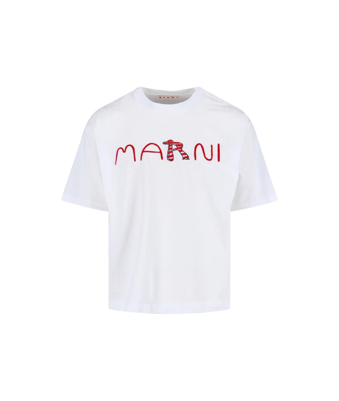 MARNI Белая хлопковая футболка, фото 1