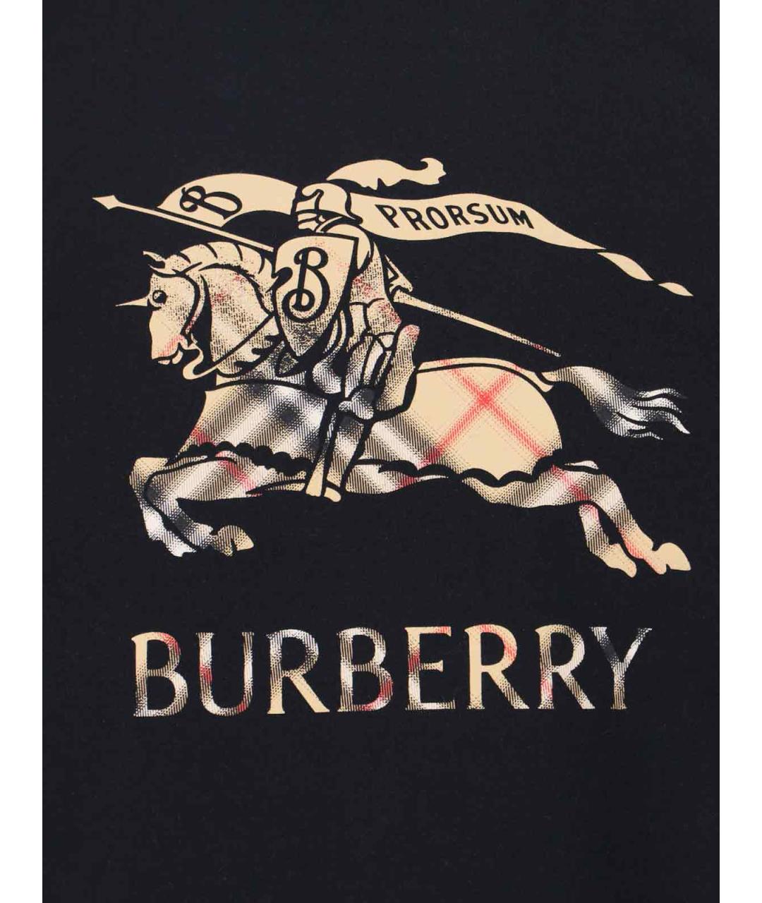 BURBERRY Черная хлопковая футболка, фото 3