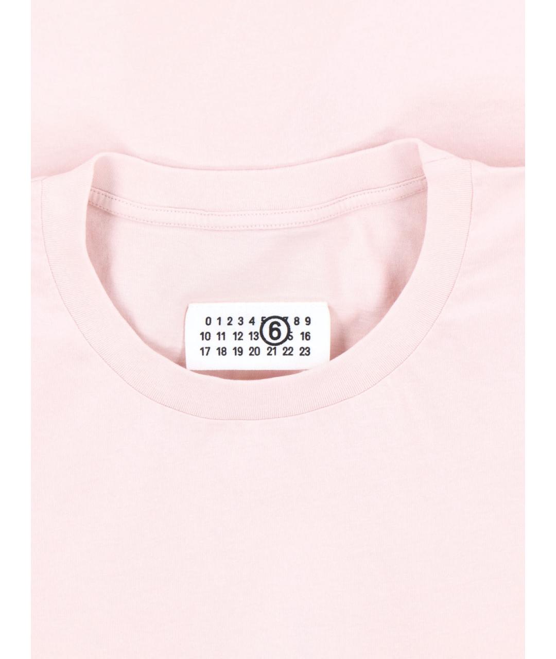 MM6 MAISON MARGIELA Розовая хлопковая футболка, фото 3