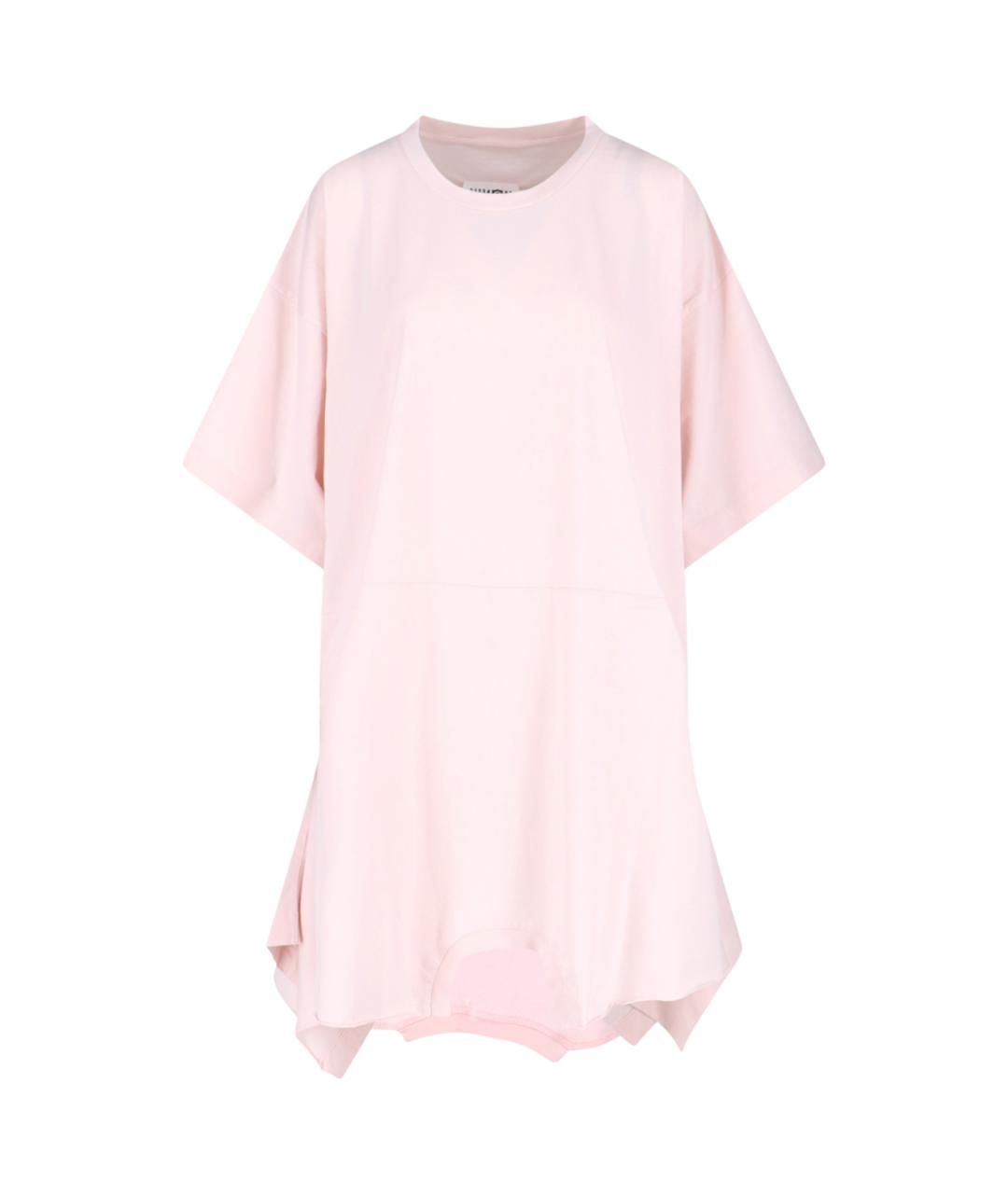 MM6 MAISON MARGIELA Розовая хлопковая футболка, фото 1